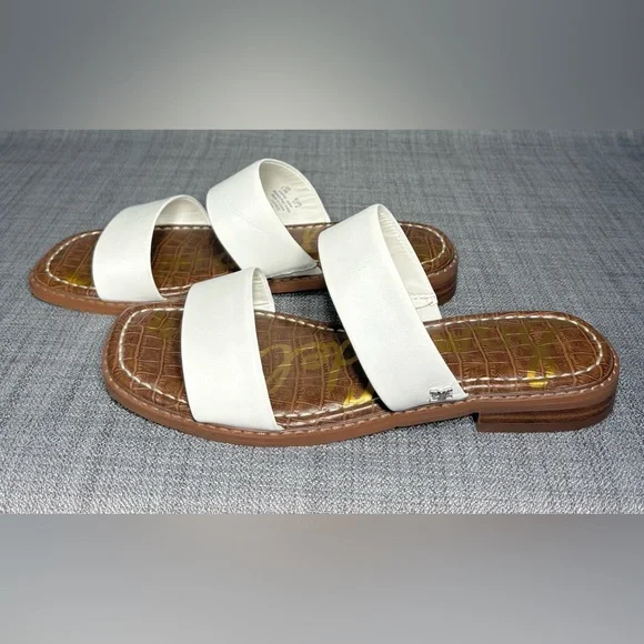 Sam Edelman Haydee Slide Flat Sandals White Leather Size 7.5 - Picture 4 of 7